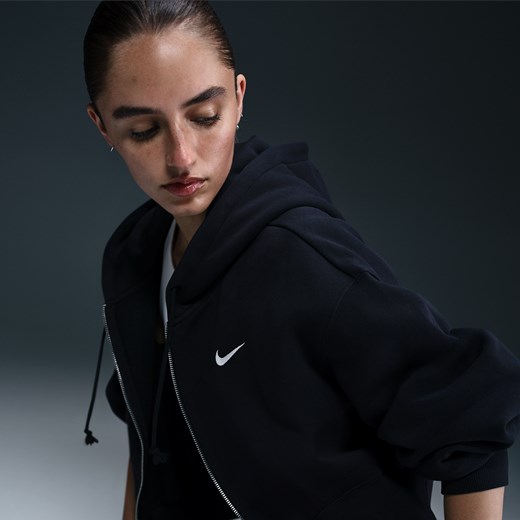 Damska bluza z kapturem o luźnym skróconym kroju z zamkiem na całej długości Nike L (EU 44-46) Nike poland