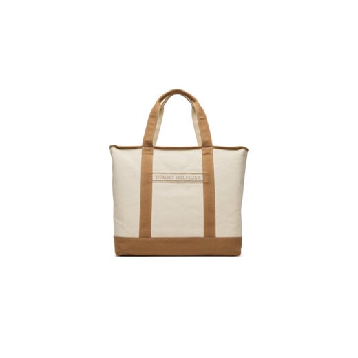 Tommy Hilfiger Torebka Th Summer Canvas Tote AW0AW17421 Beżowy Tommy Hilfiger uniwersalny MODIVO