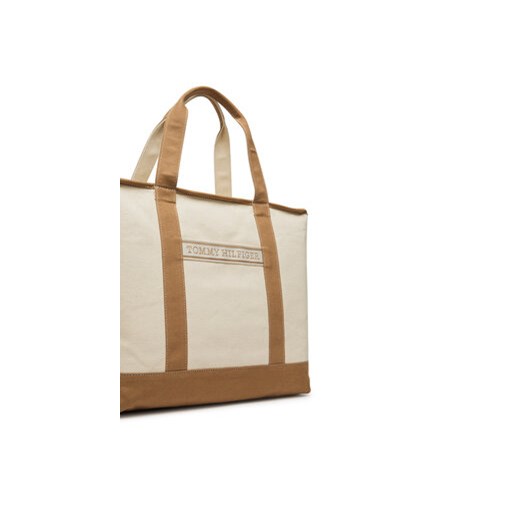 Tommy Hilfiger Torebka Th Summer Canvas Tote AW0AW17421 Beżowy Tommy Hilfiger uniwersalny MODIVO