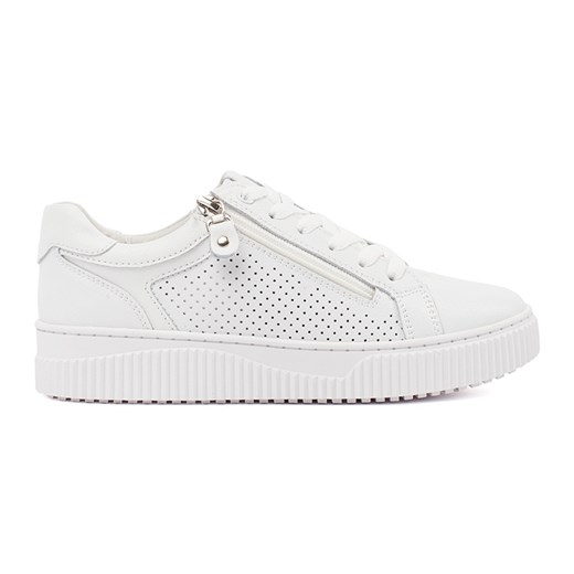 Goodin Białe sneakersy sportowe na platformie ze skóry naturalnej ze sklepu ButyModne.pl w kategorii Buty sportowe damskie - zdjęcie 179367181