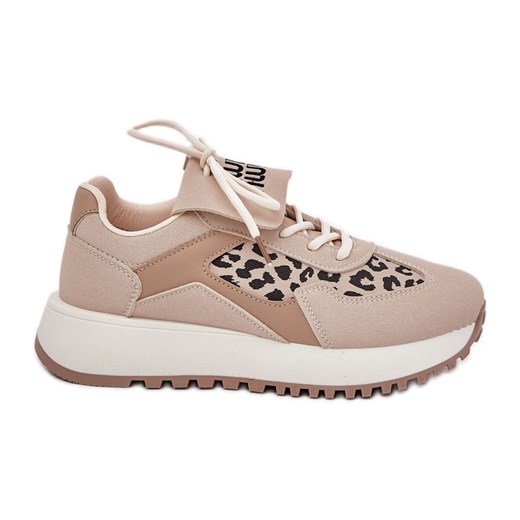 Buty Sportowe Sneakersy Damskie Na Platformie Panterka Beżowe beżowy ze sklepu ButyModne.pl w kategorii Buty sportowe damskie - zdjęcie 179367202