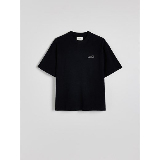 Reserved - Bawełniany t-shirt regular - czarny ze sklepu Reserved w kategorii T-shirty męskie - zdjęcie 179372120