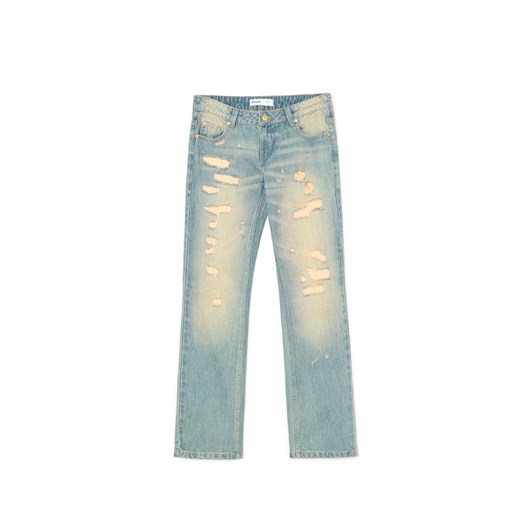 Cropp - Jeansy straight slim w stylu vintage - niebieski ze sklepu Cropp w kategorii Jeansy damskie - zdjęcie 179375143