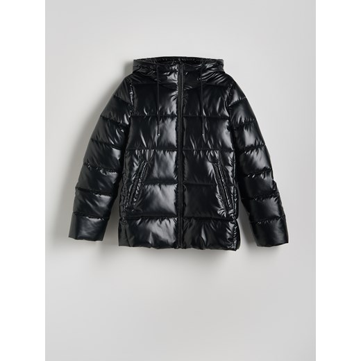 Reserved - Pikowana kurtka z kapturem - czarny Reserved S Reserved wyprzedaż