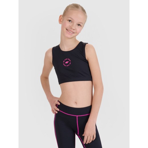 Dziewczęcy biustonosz sportowy 4F 4FJWSS25USBAF148 - czarny 4f Junior 158/164 Sportstylestory.com