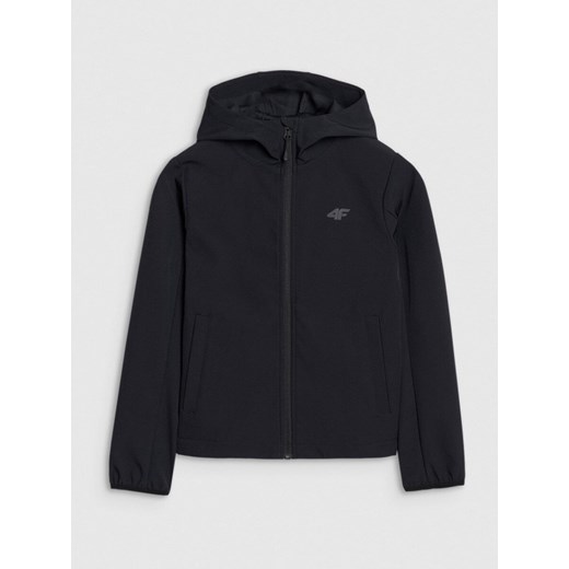 Chłopięcy softshell 4F 4FJWSS25TSOFM306 - czarny ze sklepu Sportstylestory.com w kategorii Kurtki chłopięce - zdjęcie 179376704