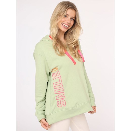 Zwillingsherz Bluza &quot;Smile&quot; w kolorze jasnozielonym Zwillingsherz L/XL Limango Polska wyprzedaż