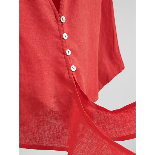 Reserved - Wiązana koszula z lnem - czerwony Reserved XS Reserved