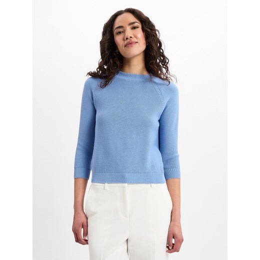 Weekend Max Mara Damski sweter z dzianiny - Linz Kobiety Bawełna jasnoniebieski jednolity ze sklepu vangraaf w kategorii Swetry damskie - zdjęcie 179380604