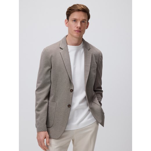 Reserved - Marynarka slim fit z domieszką wiskozy - brązowy ze sklepu Reserved w kategorii Marynarki męskie - zdjęcie 179381063