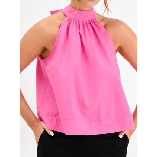 Sinsay - Bluzka z dekoltem halter - różowy Sinsay XL Sinsay