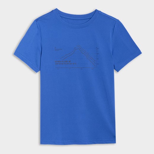 Chłopięcy t-shirt trekkingowy 4F 4FJWSS25TFTSM1212 - niebieski ze sklepu Sportstylestory.com w kategorii T-shirty chłopięce - zdjęcie 179382013