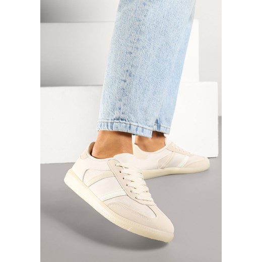 Beżowe Sneakersy Sportowe przed Kostkę z Ozdobnymi Paskami Zonevia ze sklepu renee.pl w kategorii Buty sportowe damskie - zdjęcie 179382730