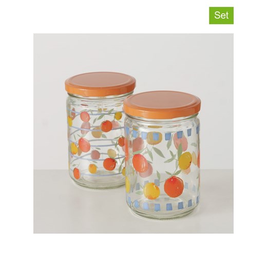 Boltze Słoiki (2 szt.) &quot;Fruits&quot; w kolorze pomarańczowo-złotym- 500 ml ze sklepu Limango Polska w kategorii Pojemniki kuchenne - zdjęcie 179383983