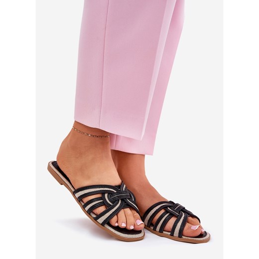 Klapki damskie czarne bez zapięcia 