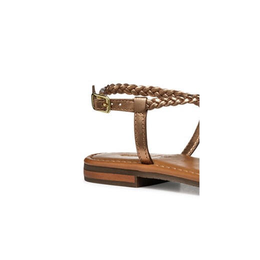 Sandały damskie brązowe Geox na płaskiej podeszwie z klamrą casual 