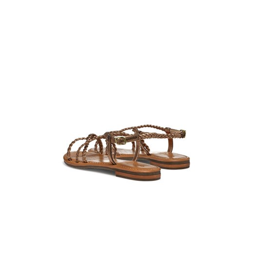 Brązowe sandały damskie Geox letnie casual na płaskiej podeszwie z klamrą 