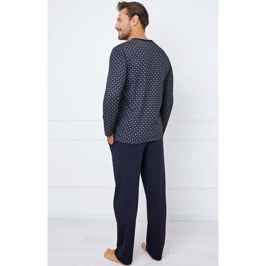 Piżama męska na długi rękaw i długie spodnie Rajmund, Kolor granatowy-wzór, Rozmiar L, Italian Fashion ze sklepu Intymna w kategorii Piżamy męskie - zdjęcie 179390822