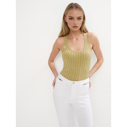 Mohito - Złoty top z metalizowaną nitką - turkusowy Mohito XL Mohito