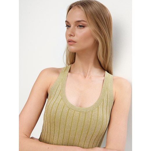 Mohito - Złoty top z metalizowaną nitką - turkusowy Mohito XS Mohito