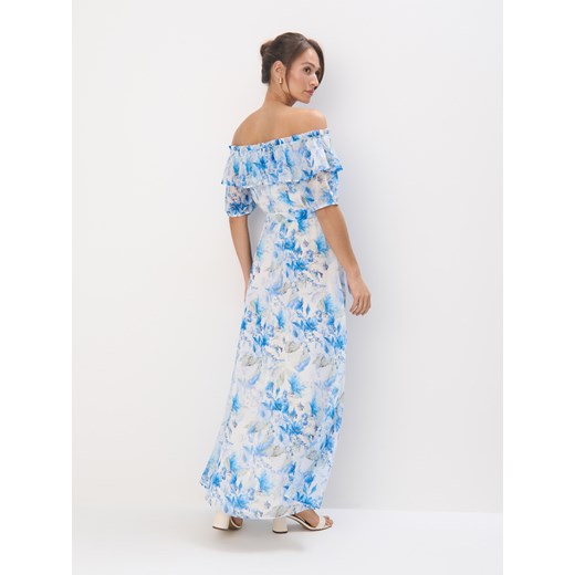 Mohito - Sukienka maxi w niebieskie kwiaty - błękitny Mohito 38 Mohito