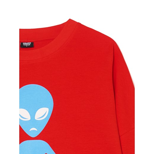 Cropp - Czerwona koszulka oversize UFO - czerwony Cropp XS Cropp