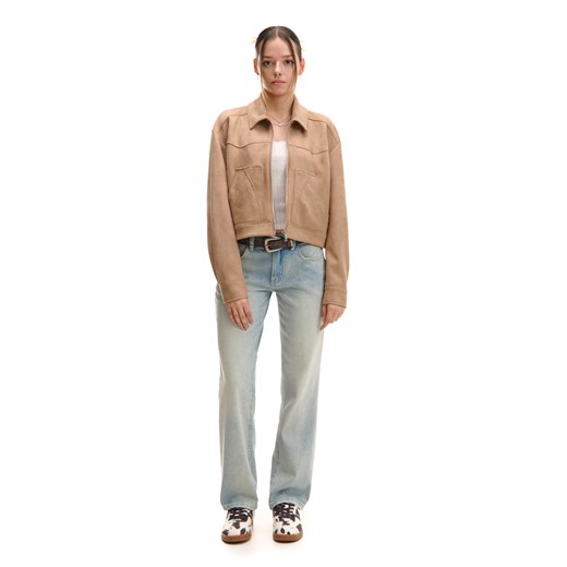 Cropp - Jasne jeansy straight w stylu vintage - niebieski Cropp 40 Cropp