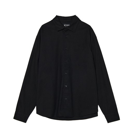 Cropp - Czarna koszula z dodatkiem lnu - czarny Cropp L Cropp