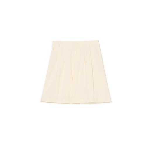 Cropp - Kremowe bermudy - kremowy Cropp 42 Cropp