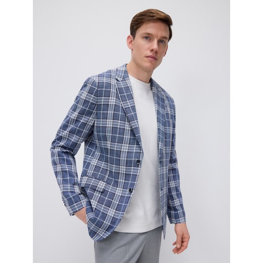 Reserved - Marynarka slim fit w kratę - granatowy ze sklepu Reserved w kategorii Marynarki męskie - zdjęcie 179393592