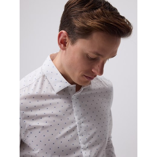Reserved - Koszula slim fit w drobne kwiaty - biały ze sklepu Reserved w kategorii Koszule męskie - zdjęcie 179393601