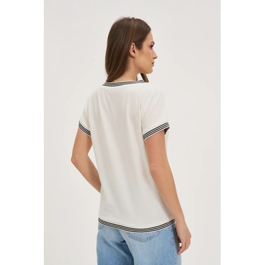 Bawełniana bluzka z krótkimi rękawami biała 46 Moodo.pl