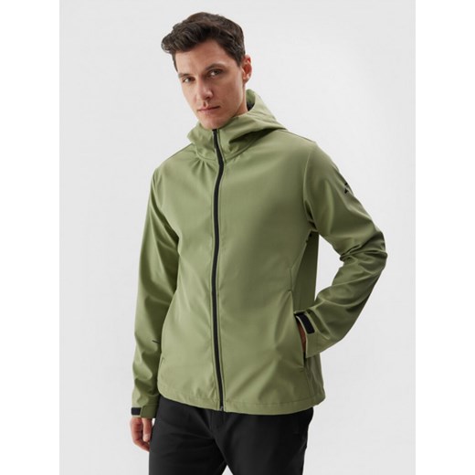 Męska kurtka softshell membrana 5000 4F 4FWAW24TSOFM283 - zielona ze sklepu Sportstylestory.com w kategorii Kurtki męskie - zdjęcie 179396663