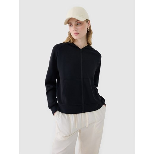 Damska bluza dresowa rozpinana z kapturem 4F 4FWSS25TSWSF1577 - czarna ze sklepu Sportstylestory.com w kategorii Bluzy damskie - zdjęcie 179396933