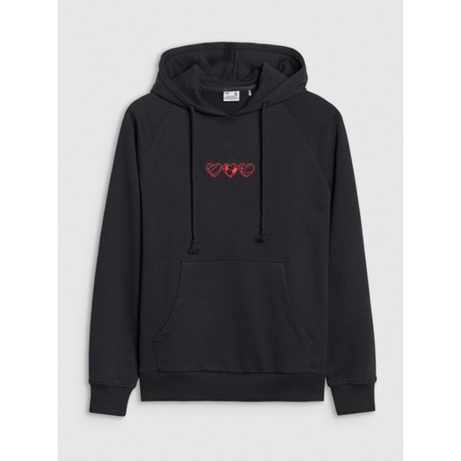 Damska bluza dresowa nierozpinana z kapturem 4F 4FRSS25TSWSF2265 - czarna ze sklepu Sportstylestory.com w kategorii Bluzy damskie - zdjęcie 179396950