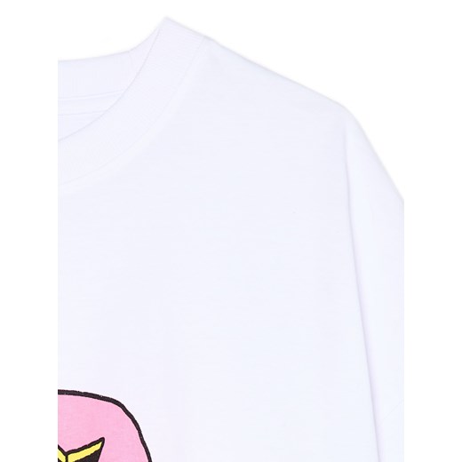 Cropp - Biały T-shirt z nadrukiem - biały Cropp XS Cropp