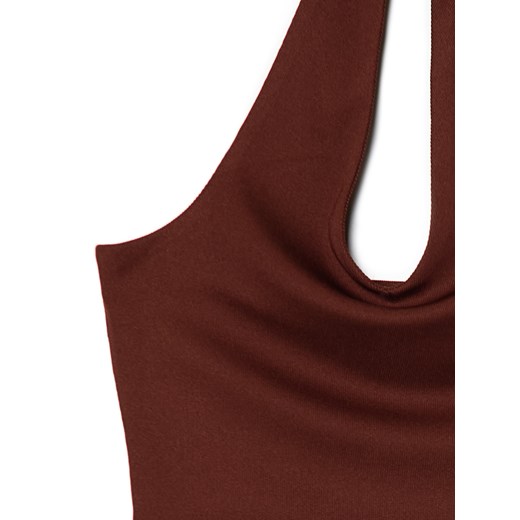 Cropp - Brązowa bluzka wiązana na szyi - brązowy Cropp XS Cropp