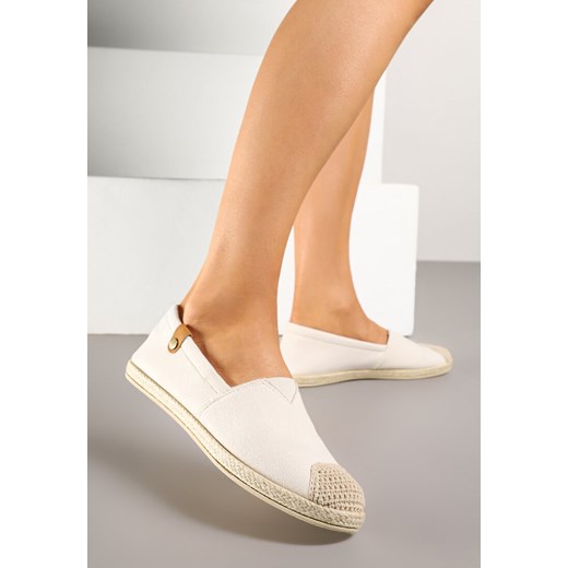 Beżowe Espadryle z Elastyczną Wstawką Zdobione Plecionką Kinellis ze sklepu renee.pl w kategorii Espadryle damskie - zdjęcie 179399473