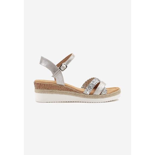 Espadryle damskie Renee srebrne z klamrą