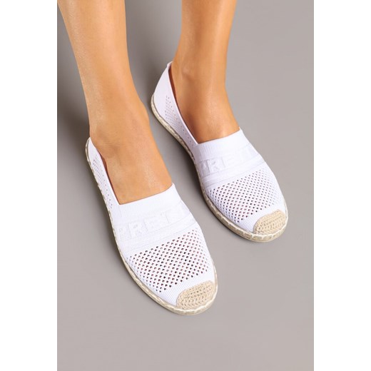 Białe espadryle damskie Renee casual na lato płaskie bez zapięcia
