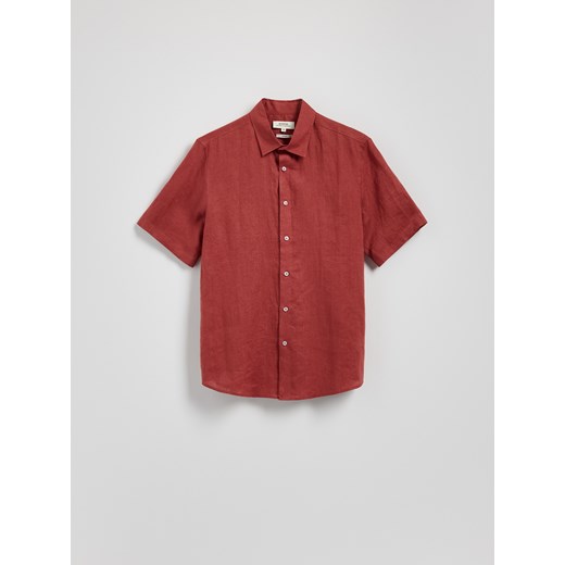 Reserved - Lniana koszula slim fit - bordowy Reserved M Reserved