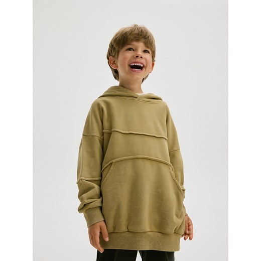 Reserved - Bluza oversize z kapturem - beżowy ze sklepu Reserved w kategorii Bluzy chłopięce - zdjęcie 179401280