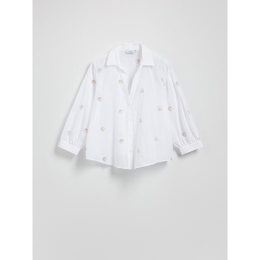 Reserved - Bawełniana koszula z haftem - biały Reserved L Reserved