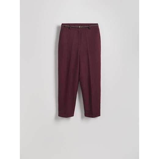 Reserved - Spodnie w kant z lnem - burgundowy Reserved 34 Reserved