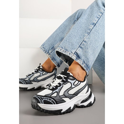 Czarne Sneakersy na Platformie z Geometrycznym Wzorem Mevriane ze sklepu renee.pl w kategorii Buty sportowe damskie - zdjęcie 179402250