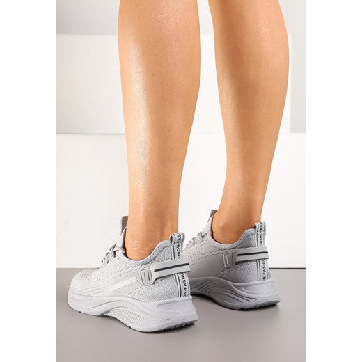 Buty sportowe damskie Renee sneakersy wiązane szare na płaskiej podeszwie