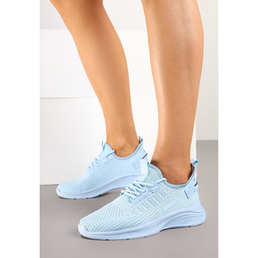 Jasnoniebieskie Buty Sportowe Sneakersy Ozdobione Tłoczeniem i Napisami Odalene ze sklepu renee.pl w kategorii Buty sportowe damskie - zdjęcie 179402421