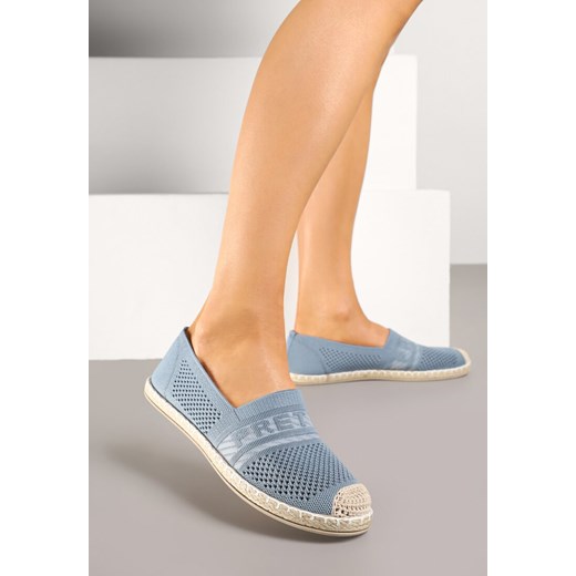 Jasnoniebieskie Espadryle z Napisem Perforowaną Cholewką i Plecionym Noskiem Palamelia ze sklepu renee.pl w kategorii Espadryle damskie - zdjęcie 179402502