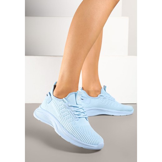 Jasnoniebieskie Buty Sportowe Sneakersy z Napisami i Tłoczeniem Odalira ze sklepu born2be.pl w kategorii Buty sportowe damskie - zdjęcie 179402884