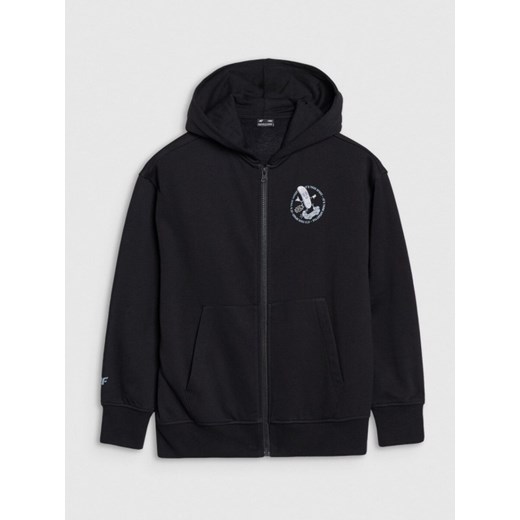 Chłopięca bluza dresowa rozpinana z kapturem 4F 4FJRSS25TSWSM2042 - czarna ze sklepu Sportstylestory.com w kategorii Bluzy chłopięce - zdjęcie 179404051